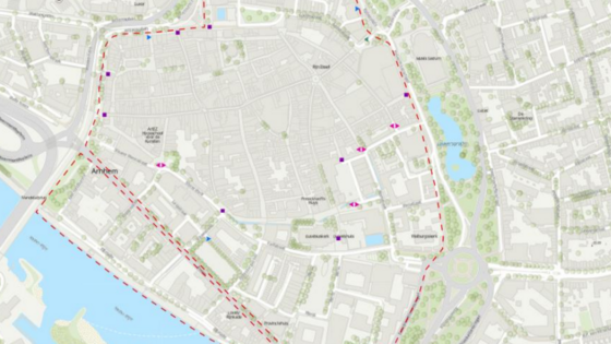 Overzichtskaart emissievrije zone binnenstad Arnhem