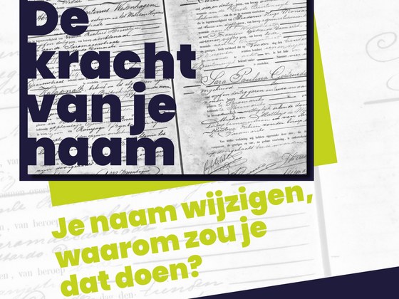 Flyer met de tekst: 'De kracht van je naam, je naam wijzigen, waarom zou je dat doen?'