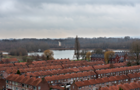 Luchtfoto van een wijk in Arnhem