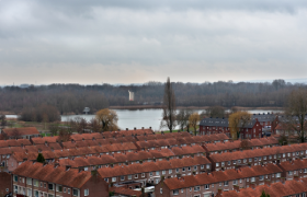 Luchtfoto van een woonwijk in Arnhem